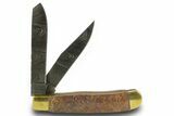 Pocket Knife with Fossil Dinosaur Bone Inlays & Base #370786-4